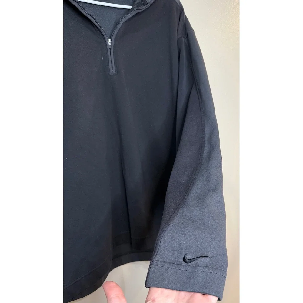 Nike Golf Dri-FIT Mens Large Quarter Zip‎ Pullover Black Grey Colorblock Sweater